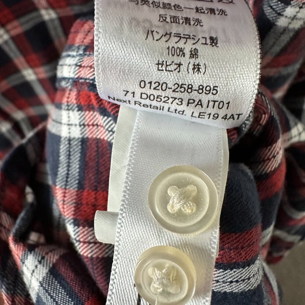 Next Red, White & Blue Check XXL Men's Short-Sleeve Shirt  100% Cotton - Picture 3 of 10